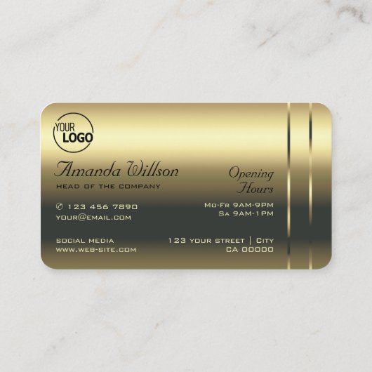 Luxe gouden decoratieve glanzende diamanten en Log Visitekaartje (Achterkant)