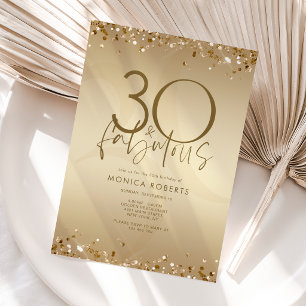 Luxe Gouden Dertig & Fabulous Verjaardagsuitnodigi Kaart
