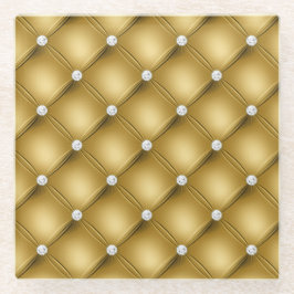 Luxe Gouden Diamant Gestikt Patroon Glazen Onderzetter