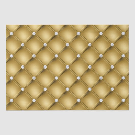 Luxe Gouden Diamant Gestoffeerde Patroon Tissuepapier (Voorkant)