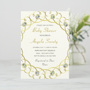 Luxe gouden diamanten Baby shower uitnodiging