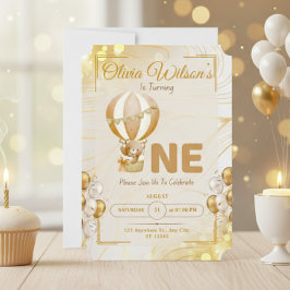 Luxe gouden eerste verjaardag elegante babyfeest kaart