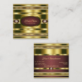 Luxe gouden effect met Bourgogne en Faux Diamonds Vierkante Visitekaartje (Voorkant / Achterkant)
