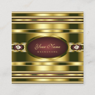 Luxe gouden effect met Bourgogne en Faux Diamonds Vierkante Visitekaartje