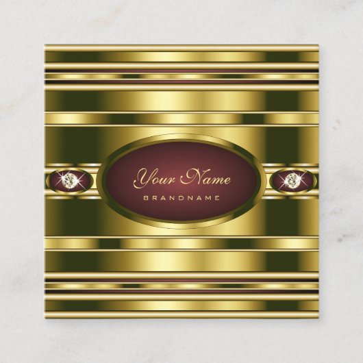 Luxe gouden effect met Bourgogne en Faux Diamonds Vierkante Visitekaartje (Voorkant)