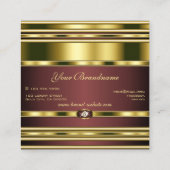Luxe gouden effect met Bourgogne en Faux Diamonds Vierkante Visitekaartje (Achterkant)