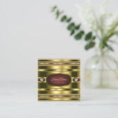Luxe gouden effect met Bourgogne en Faux Diamonds Vierkante Visitekaartje (Staand voorkant)