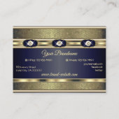 Luxe Gouden Effecten Donkerblauw met Faux Diamonds Visitekaartje (Achterkant)