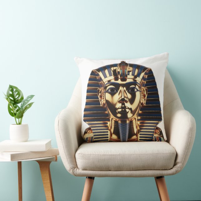 Luxe Gouden Egyptisch Masker Kunstwerk Kussen (Stoel)