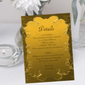 Luxe gouden elegantie bruiloft details informatiekaartje