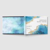 Luxe gouden en blauwe Abstracte oceaan strand brui Gastenboek (Volledig)