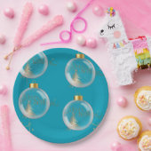 Luxe gouden en blauwe kerst papieren bordje (Feest)