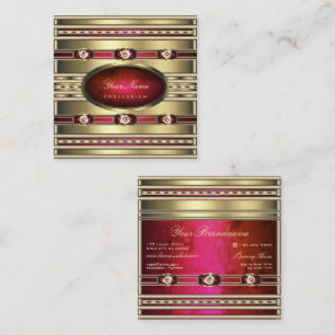 Luxe Gouden en Rood Roze Gradient Marmeren Patroon Vierkante Visitekaartje