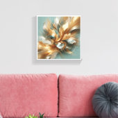 Luxe Gouden en Teal Abstract - Elegant Stromend  Canvas Afdruk (Insitu (Woonkamer))
