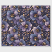 Luxe gouden en violette botanische kunst cadeaupapier (Vlak)