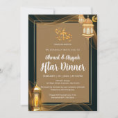 Luxe Gouden en Zwarte Islamitische Iftar-diner Kaart (Voorkant)