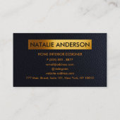 Luxe gouden en zwarte lederen Visitekaartje (Achterkant)