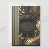 Luxe gouden en zwarte verjaardagsfeestje uitnodigi feestdagenkaart (Achterkant)