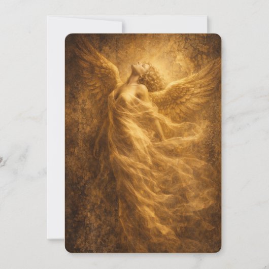 Luxe Gouden Engel Fijne Kunst Uitnodiging (Voorkant)