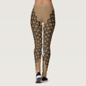 Luxe Gouden Fleur-de-Lis Mandala Zwart Patroon Leggings (Achterkant)