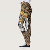 Luxe Gouden Fleur-de-Lis Mandala Zwart Patroon Leggings (Links)