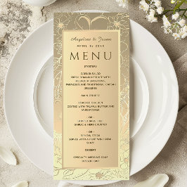 Luxe Gouden Folie Bloem Bruiloft Menu