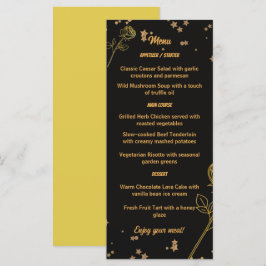 Luxe gouden folie bloem bruiloftsmenu kaart