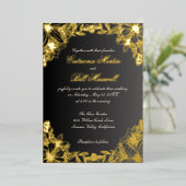 Luxe gouden folie bloemen bruiloft uitnodiging (Staand Voorkant)