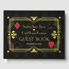 Luxe gouden folie brullende 20's Art Deco bruiloft Gastenboek
