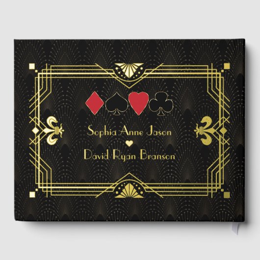 Luxe gouden folie brullende 20's Art Deco bruiloft Gastenboek (Achterkant)