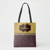 Luxe Gouden Folie Glitterij Bloemen Naam Monogram Tote Bag (Voorkant)