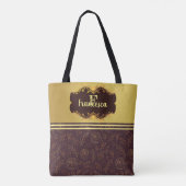 Luxe Gouden Folie Glitterij Bloemen Naam Monogram Tote Bag (Achterkant)