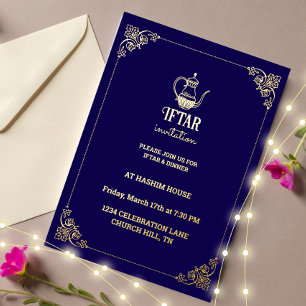 Luxe gouden folie Iftar-feest uitnodiging van foli
