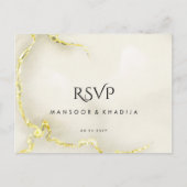 Luxe gouden folie marmeren textuur bruiloft RSVP Briefkaart (Voorkant)