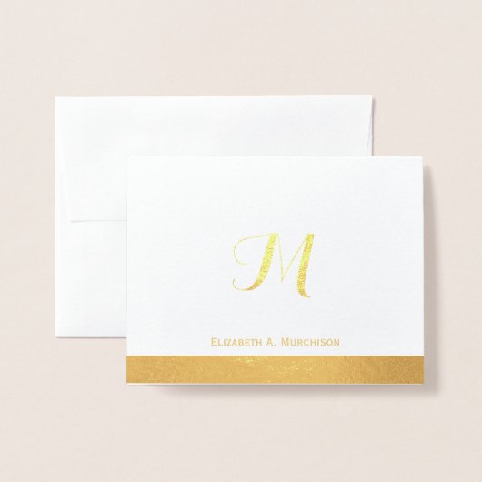 Luxe Gouden Folie Monogram Nota Kaart (Voorkant met envelop)