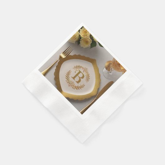 Luxe gouden folie monogram papieren servet (Hoek)