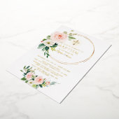 Luxe Gouden Folie Roze Bloem Doop Folie Uitnodiging (Gedraaid)