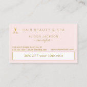 Luxe gouden folie roze KAPSALON loyalty punch Visitekaartje (Achterkant)