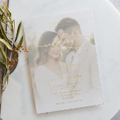 Luxe gouden folie Script & Portret bruiloft Folie Uitnodiging