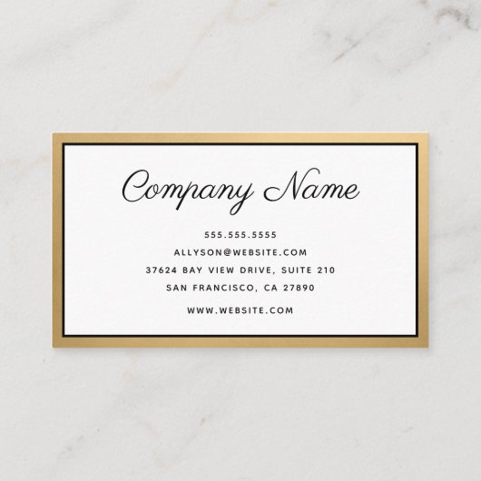 Luxe gouden folie script visitekaartje (Achterkant)