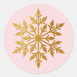Luxe Gouden Folie Sneeuwvlok Blush Envelope Seal Ronde Sticker
