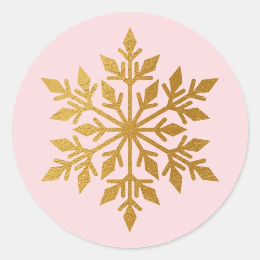 Luxe Gouden Folie Sneeuwvlok Blush Envelope Seal Ronde Sticker (Voorkant)