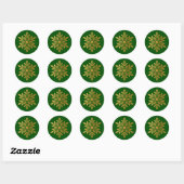 Luxe Gouden Folie Sneeuwvlok Groene Envelop Seal Ronde Sticker (Vel)