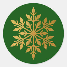 Luxe Gouden Folie Sneeuwvlok Groene Envelop Seal Ronde Sticker