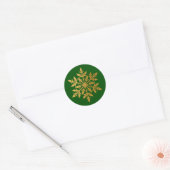 Luxe Gouden Folie Sneeuwvlok Groene Envelop Seal Ronde Sticker (Envelop)