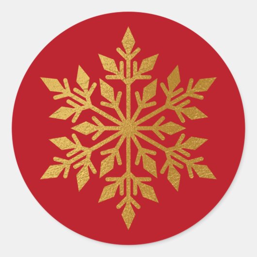 Luxe gouden folie sneeuwvlok rode envelop afdichti ronde sticker (Voorkant)