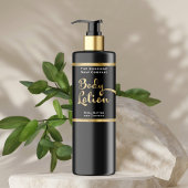 Luxe gouden folie & zwarte body lotion fles label