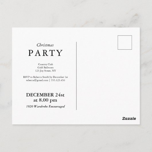 Luxe gouden folie zwarte kerstfeest uitnodigingen (Achterkant)