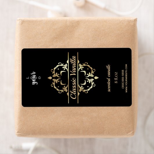 Luxe Gouden Frame Verticale Geurkaars Etiket (Insitu)