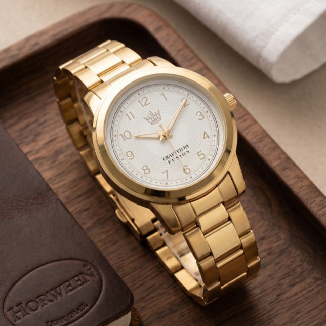 Luxe Gouden Fusion Kroon Horloge - Elegant (Creator heeft geüpload)